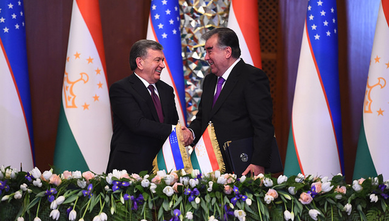 President of the Republic of Uzbekistan Shavkat Mirziyoyev and the President of the Republic of Tajikistan Emomali Rahmon